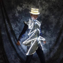 Disfraz de luz de espectáculo espacial para hombre, chaqueta luminosa, ropa de actuación de cantante de tecnología futurista, traje de robot led, sombrero brillante 2024 - compra barato