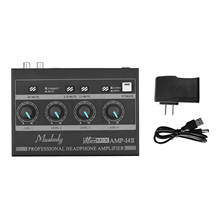 Muslady AMP-14-amplificador de auriculares de 4 canales, estéreo compacto, con RCA/6,35mm/3,5mm, Control de volumen de entrada 2024 - compra barato