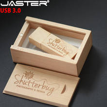 JASTER USB3.0+box (1 PCS  free LOGO) Wood  maple usb flash drive pendrive 4GB 16GB 32GB 64GB memory stick customer LOGO 2024 - buy cheap