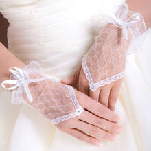 Women White Black Lace Fingerless Bridal Gloves Wedding Fashion Bride Elegant Short Rhinestone Dress Gloves Party Accessories 2024 - buy cheap