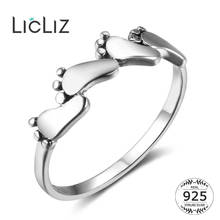 Anéis de prata esterlina 925 da moda feminina, anel polido com estampa de patinhas, joias para presente lr0809 2024 - compre barato