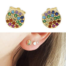 2022 New Arrived 100% 925 Sterling Minimalist Cz Stud Earring For Lover Delicate Dainty Rainbow Colors Earings Women Jewelry 2024 - buy cheap