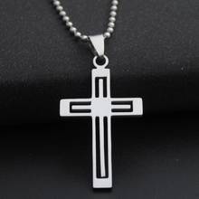 Pingente de cruz cristão de titânio, joia minimalista de aço de titânio para homens e mulheres colares gargantilha de cor de prata presente 2024 - compre barato