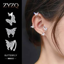 ZYZQ Temperament Two Butterfly Sweet Earrings Wild Simple Crystal Earrings Butterfly Earrings 2024 - buy cheap