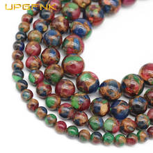Contas de pedra natural multicolor, azul verde ou vermelho 6/8/10mm, espaçador redondo, para fazer joias, acessórios faça você mesmo pulseira, colar 2024 - compre barato
