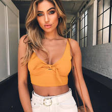 Women’s Summer Bow Tie Crop Top Camisole Female Clothing Tanks Vest V Neck Exposed Navel Sleeveless Ladies Hot Slim Casual Tank 2024 - buy cheap