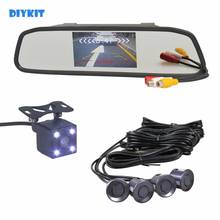 Diykit-radar de vídeo para estacionamento do carro, 4 sensores, 4.3 '', monitor espelho para carro, 4 leds, sistema de assistente de estacionamento 2024 - compre barato