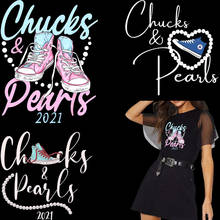 Chucks Pearl Shoes Thermal Stickers Iron On Patches For Clothing Fashion 2021 Sticker DIY T-Shirt Jacket Patch Stripe On Clothes 2024 - buy cheap