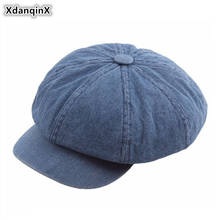 XdanqinX Autumn Elegant Cowboy Hat Women's Washed Denim Newsboy Caps New Simple Fashion Women Sports Cap Snapback Cap Couple Hat 2024 - buy cheap