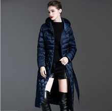 Jaqueta longa de inverno para mulheres, casaco longo de parka grosso com capuz longo e branco com pato 2024 - compre barato