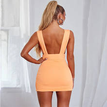 Justchicc 2020 Solid Summer Dress Women Spaghetti Strap Backless Deep V-Neck Bodycon Sexy Dress Club Mini Party Dress Vestidos 2024 - buy cheap