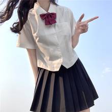 JK Uniforms Bow White Short Sleeve Shirt Blouse High-Waisted Pleated Skirt Suit Female Summer japanese fashion  school uniform 2024 - buy cheap