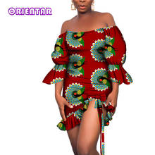 Vestidos africanos para mujer, vestido Sexy de Ankara con cuello oblicuo, Vestido corto con estampado africano, ropa africana para mujer para fiesta en Club WY8359 2020 2024 - compra barato
