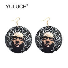 Yuluch brincos longos de madeira natural, redondos, estampados, estilo africano, estampada, para mulheres, festas 2024 - compre barato