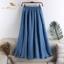 SISHION-Falda larga de lino y algodón para mujer, prenda de alta calidad, elástica e informal, estilo bohemio, VD1963 2024 - compra barato