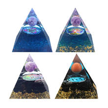 Orgonite Pyramid Amethyst Crystal Sphere With Obsidian Natural Cristal Stone Orgone Energy Healing Reiki Chakra Multiplier 2024 - buy cheap
