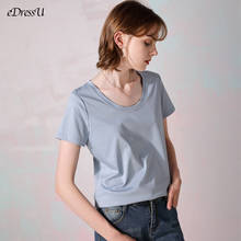 2020 Summer Tees Women 100% Silk Cotton T shirt O Neck Simple Tshirt Short Sleeves Top Casual Daily Office Wear OE-1902 2024 - buy cheap