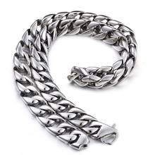 15mm High Quality Heavy Polished Jewelry Silver Color 316L Stainless Steel Cuban Chain Men's Necklace Xmas Gift Jewelry 2024 - buy cheap