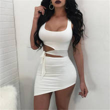 2021 Women Sexy Bodycon Mini Dress Elegant Sleeveless Hollow Out Evening Party Club Dames Dresses Ladies slim vestidos 2024 - buy cheap