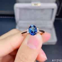 Kjjeaxcmy fine jewelry s925 prata esterlina incrustada natural azul topázio menina requintado ajustável anel suporte teste estilo chinês 2024 - compre barato