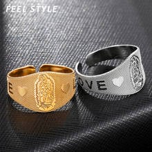 Catholic Our Lady Virgin Mary Love Gold Ring Stainless Steel Adjustable Rings For Women Finger Jewelry Gift 2024 - buy cheap