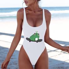 Bañador de una pieza para mujer, traje de baño de dibujos animados en 3d, Monokini con espalda abierta, sin espalda, para playa, 2021 2024 - compra barato