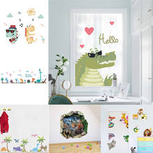Cartoon Dinosaur Heart Tree Wall Stickers For Kids Rooms Children Wall Decals Mural Decor DIY Home Decoration Wall Art 2024 - buy cheap