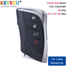 KEYECU Smart Keyless дистанционный Автомобильный ключ для Lexus ES350 LS500h 2018 2019, Fob 4 кнопки-315MHz-HYQ14FBF 8990H-50020 231451-0440 2024 - купить недорого