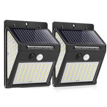 Luminária solar com 144 leds para área externa, lâmpada de segurança movida a energia solar com sensor de movimento, ip65, à prova d'água, sem fio, lâmpadas de parede para jardim 2024 - compre barato