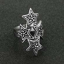 Unique Stainless Steel Pentagram Ring for Men And Women Four Connected Stars Ring Cool Hip Hop Punk Biker Ring Drop Shipping 2024 - buy cheap