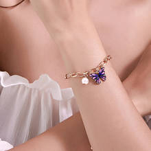Bohemian Cute Butterfly Bracelet For Women Wrist Chain Imitation Pearl Gold Color Bangles 2020 Fashion Jewelry Accessories 2024 - buy cheap