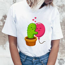 WVIOCE-Camiseta de manga corta Harajuku para mujer, ropa blanca de talla grande con personalidad, Tops para mujer, Camiseta con estampado de globo de Cactus 2024 - compra barato