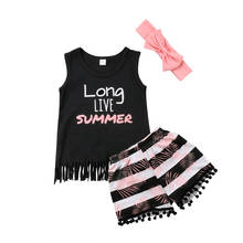 New Fashion Lovely Toddler Kid Baby Girl Clothes Summer Top T-shirt+Short Pants Headband Outfit Set Clothes 3pcs Set 2024 - buy cheap