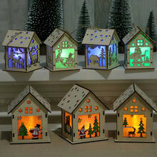 Светодиодный светильник деревянные подвесные украшения для рождественского праздника, Санта Снеговик Олень дом Рождественская елка висячие украшения 2024 - купить недорого