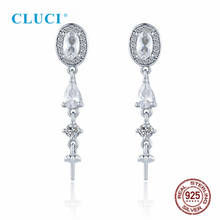 Cluci 925 brincos de prata esterlina, zircônia, pérola, configurações para mulheres, festa, casamento, joias se165sb 2024 - compre barato