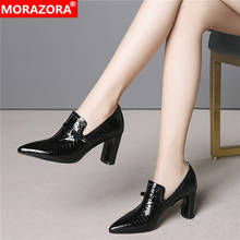 Morazora 2020 tamanho grande 33-43 couro genuíno sapatos de salto alto moda apontou toe vestido sapatos preto cor verão bombas femininas 2024 - compre barato