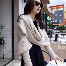 Fashion Women Knitted Sweater Tops Scarf with Sleeve Wrap Winter Warm Shawl Scarves Solid Color Ladies Scarves 2019 Womens Wear 2024 - buy cheap