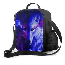 Ohmelody 3D Wolf Boys Lunch Bags Animal Prints Insulated Lunch Box School Picnic Hiking Cooler Bag Crossbody Black Food Storage 2024 - buy cheap
