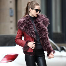 Sheepskin Coat For Women Female Fashion Genuine Leather Jacket Mongolia Sheep Fur Collar Animal Skin Leather Outwear 2024 - buy cheap