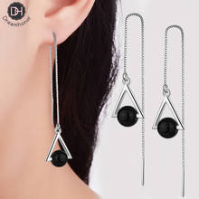 Dreamhonor Long Exaggerated Silver Color Tassel Chain Earrings Agate Triangular Geometric Drop Earrings Jewelry 2024 - buy cheap