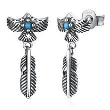 SILVERHOO Sterling Silver 925 Jewelry Vintage Feather Earrings Dangle Personality 5A+ Zircon Drop Earrings For Women Party Gift 2024 - buy cheap