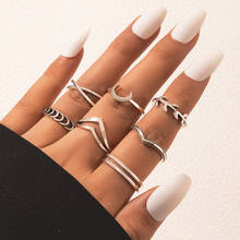 Tocona-Anillos geométricos de Color plateado para mujer, joyería minimalista Simple, Punk, anillos de dedo articulados bohemios, 9893 2024 - compra barato