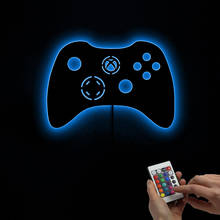 Espelho de iluminação led para videogame, joystick iluminado em forma de espelho de parede para iluminar a sala de jogos, decoração artística que brilha no escuro 2024 - compre barato