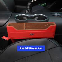 Caixa de armazenamento para banco do passageiro qhcp, vão lateral, porta-moedas, bebidas, recipiente, organizador para ford mustang 2015 a 2020 2024 - compre barato