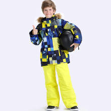 SMN/брендовый детский лыжный костюм; куртка для сноуборда; брюки для мальчиков; Лыжная одежда; брюки; ветрозащитная Водонепроницаемая спортивная одежда; очень теплая одежда 2024 - купить недорого
