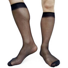 Black sheer Thin Men formal Socks High quality Nylon Silk See Through Transparent Long Tube socks Knee High Dress Socks Male 2024 - buy cheap