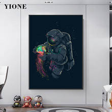 Астронавт Кит Холст Плакаты Медузы пианино в форме рыбки Moon космонавт арт Картины картина на стену печать Гостиная Украшения в спальню 2024 - купить недорого