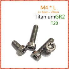 50Pcs/Lot ISO14580 M4x6/8/10-20mm American Pure Titanium GR2 Screws T20 Torx Grooved Screw Ti Cylindrical Head Plum Groove Screw 2024 - buy cheap