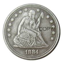 USA 1884 Seated Liberty Quarter Dollars Silver Plated 25 Cents Copy Coin 2024 - buy cheap