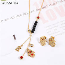 Xuanhua conjuntos de jóias de aço inoxidável mão pingente evil eyes colar brincos conjunto moda jóias acessórios 2024 - compre barato